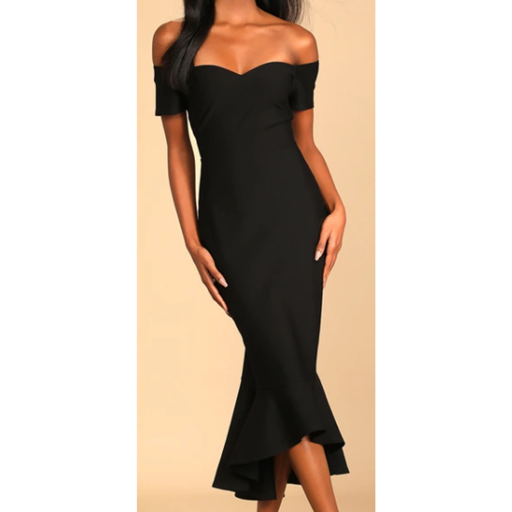 Lulu's Black Off-Shoulder Sheath Dress for Cocktail